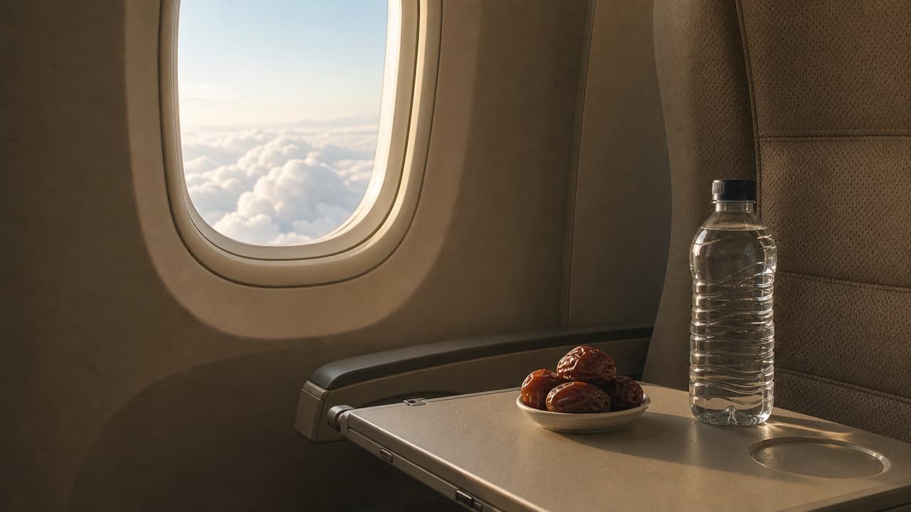 Illustration de l'article « En voyage, vaut-il mieux rompre le jeûne ou jeûner, même en avion ? »